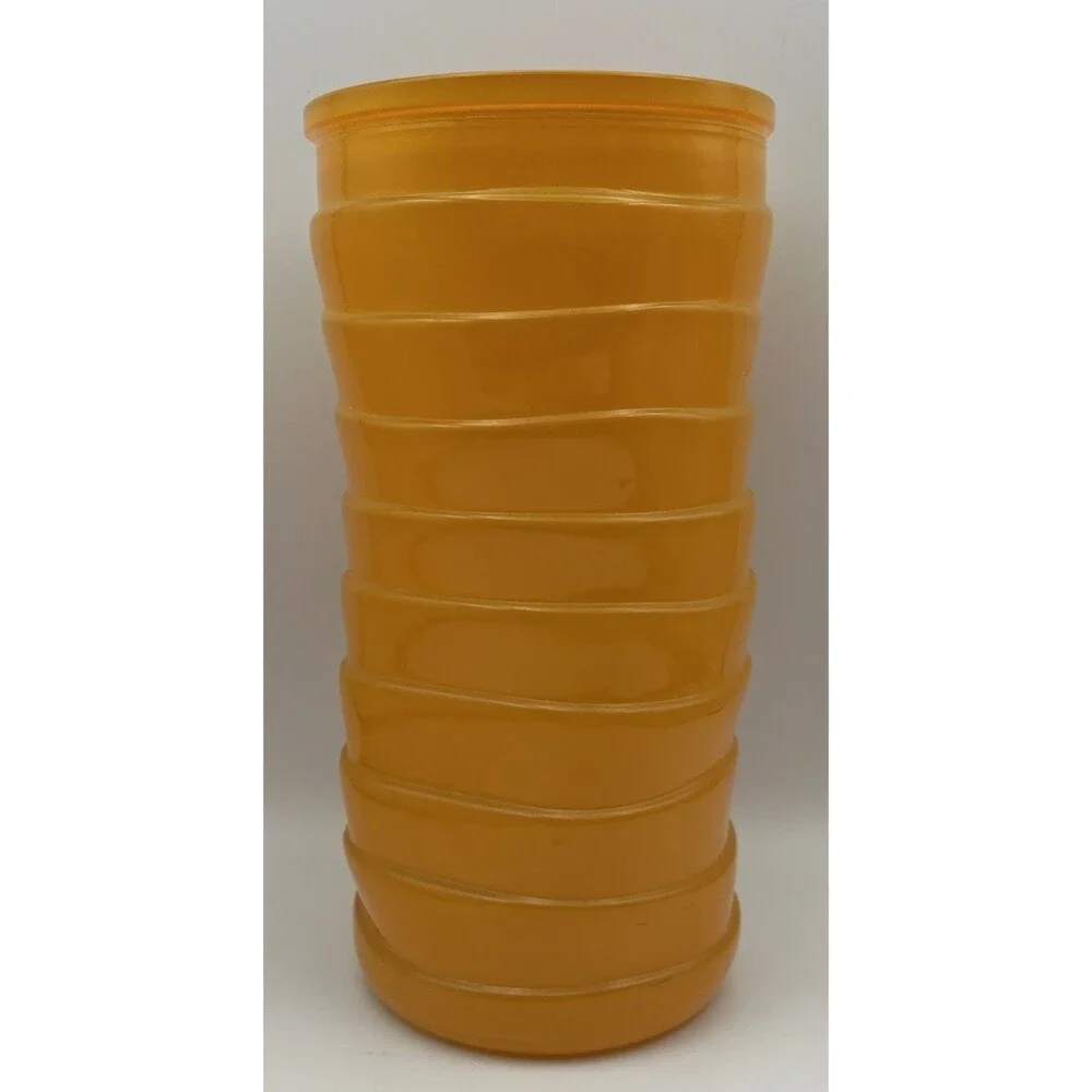 Collectible Vintage Orange Hoosier Ribbed Glass Vase 8 1/2” Tall